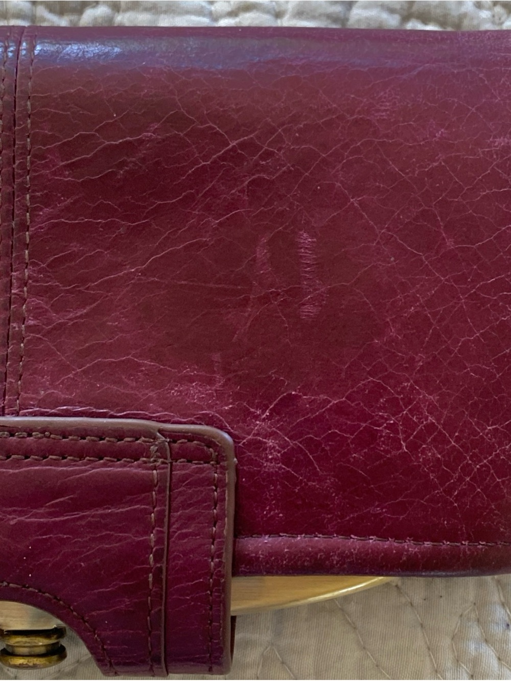 HOBO Nova Plum Purple Leather Wristlet Clutch with Gold-Tone Frame - Picture 6 of 16